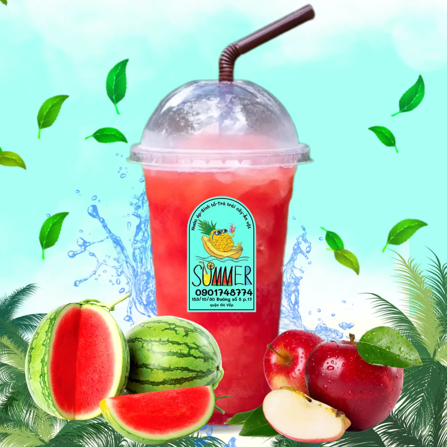 Hình ảnh Nước Táo - Dưa Hấu Ly 700ml 
