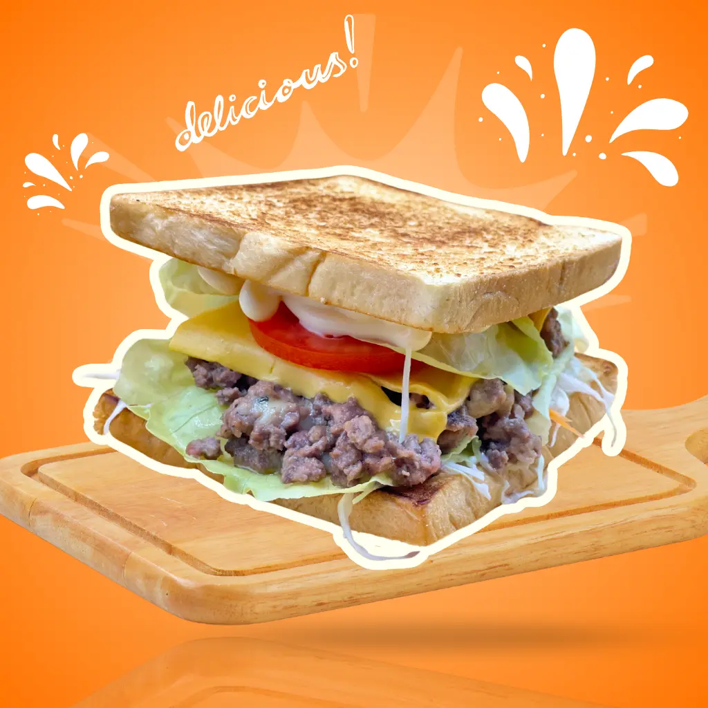 Hình ảnh Sandwich Bò bằm mix phô mai Mozarella và chese