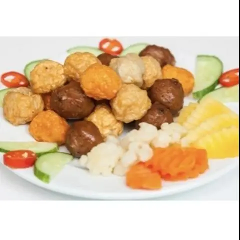 Hình ảnh Combo cá tôm bò trứng cút chả cá sợi lắc sốt chua ngọt (cay)