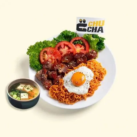 Hình ảnh MỲ CAY PHÔ MAI NẠC HEO NƯỚNG “CHU CHA” KÈM TRỨNG + SOUP MISO