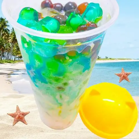 Hình ảnh Yaourt Sữa Bò Đá Nhà Làm, Vị Màu Trời Xanh Thạch, Đường Đen 3 Trân Châu (700ml)