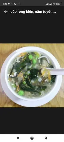 Hình ảnh súp rong biển, nấm tuyết, nấm đùi gà 