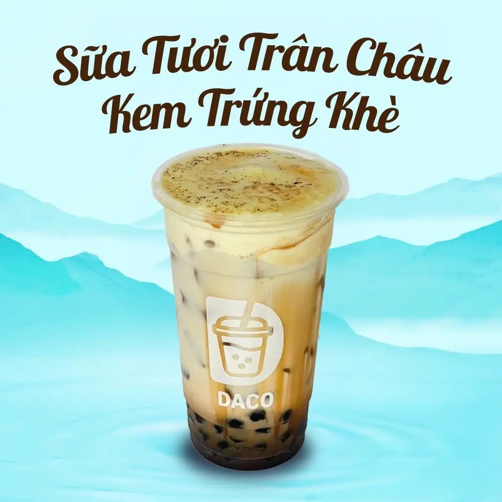 Hình ảnh Sữa tươi kem trứng khè trân châu đường đen