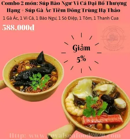 Hình ảnh combo2 món -súp bào ngư vi cá đại bổ+súp gà ác tiềm đông trùng hạ thảo 