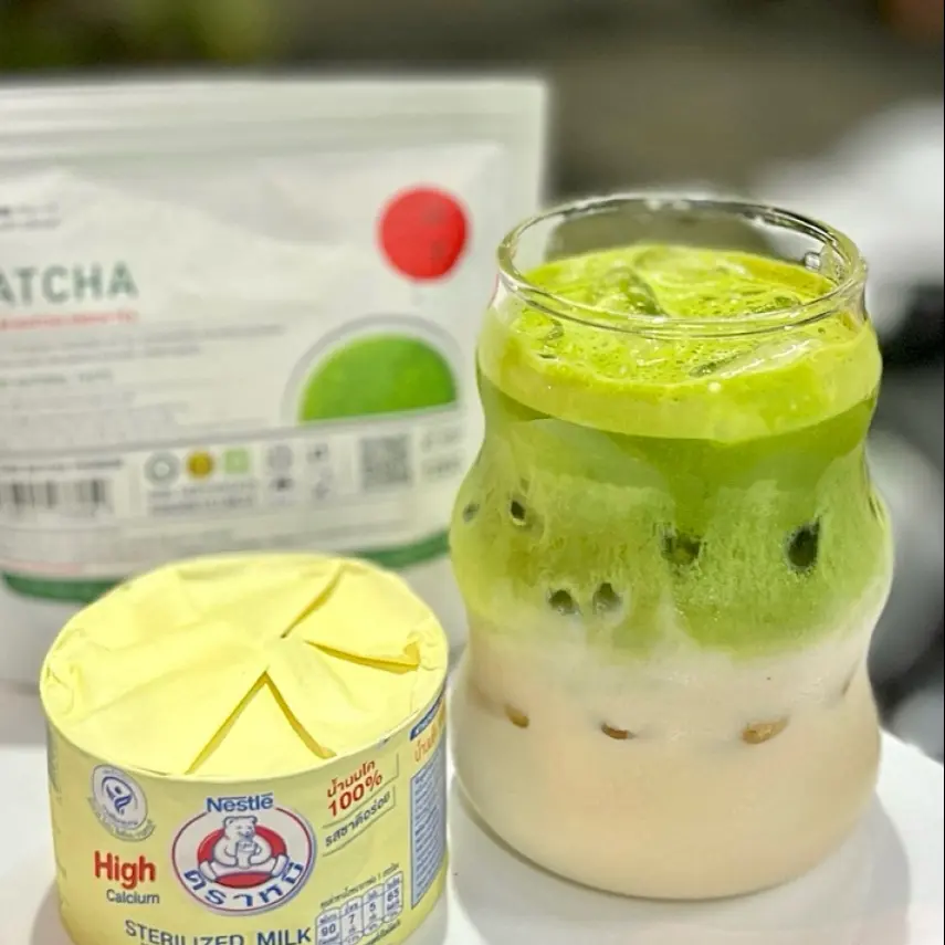 Hình ảnh matcha latte sữa gấu 