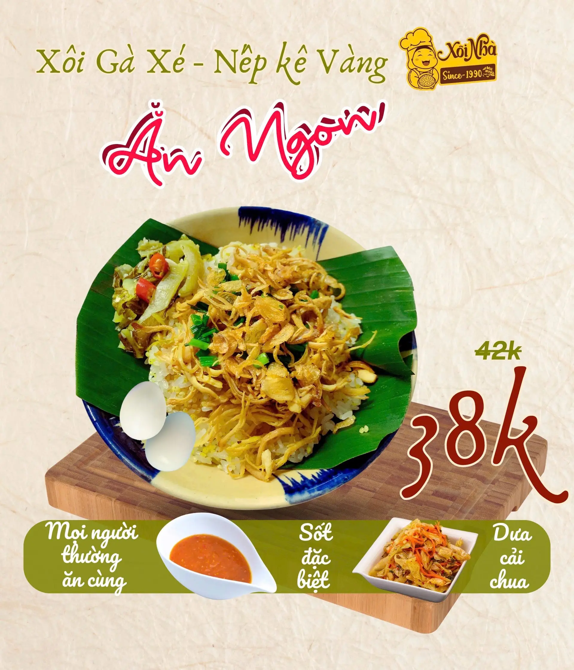 Hình ảnh Xôi gà xé - nếp kê vàng vừa