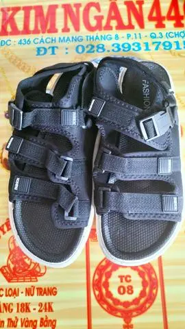 Hình ảnh giày sandal đen nam, nữ wai vải fashion từ 36 tới 43 