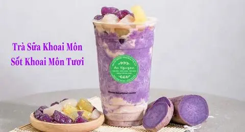 Hình ảnh Trà sữa khoai môn full topping