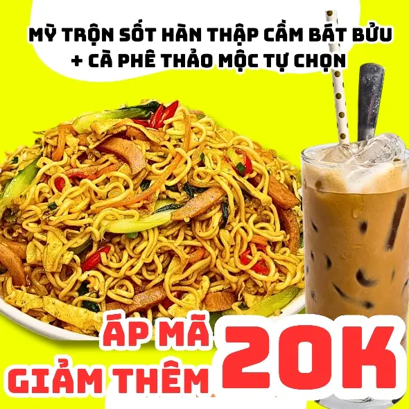 Hình ảnh MỲ Trộn Sốt Sa Tế Thập Cẩm Hoàn Kim  + CÀ PHÊ Tự Chọn