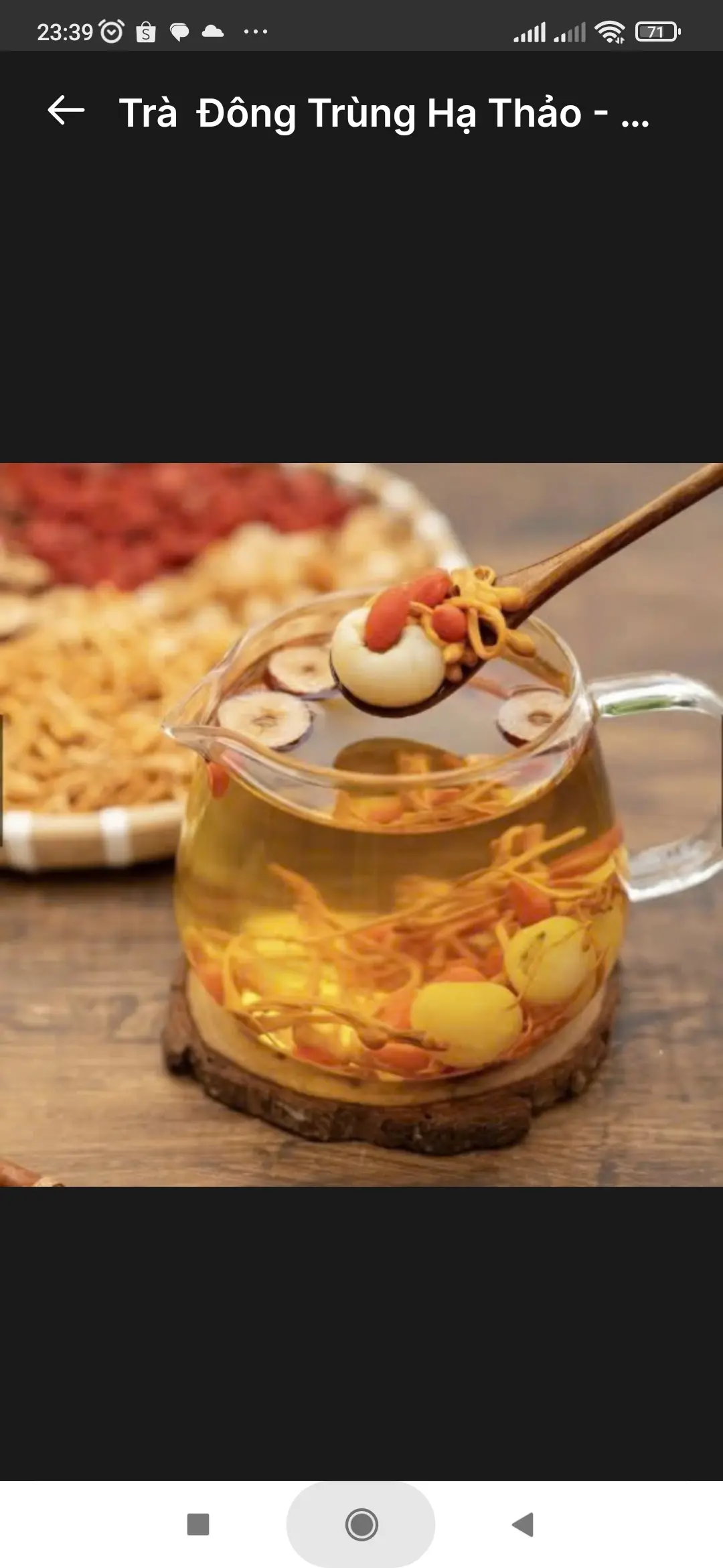 Hình ảnh Trà Đông Trùng Thảo Hoa Mộc( Trà nóng )