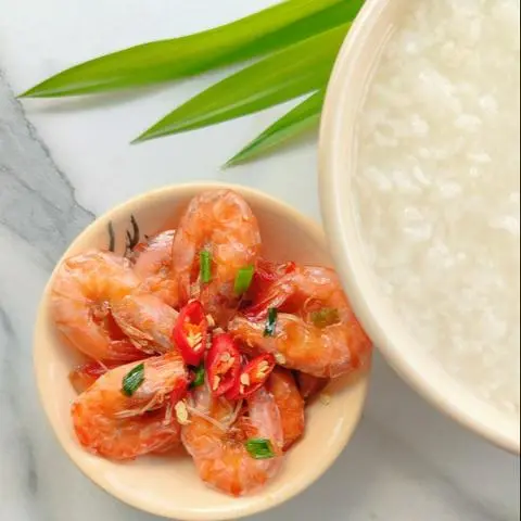 Hình ảnh Cháo trắng - Tép ram mắm tỏi