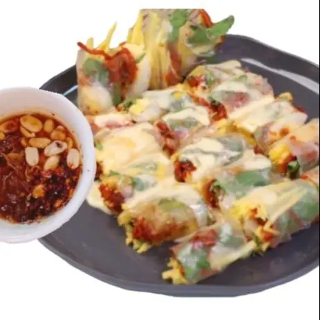 Hình ảnh bánh tráng trắng cuốn đầy đủ
