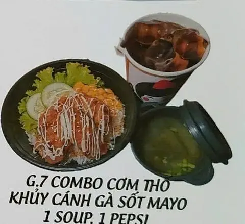 Hình ảnh G.7 COMBO CƠM THỐ KHUỶ CÁNH GÀ SỐT MAYO,1 SOUP,1 PEPSI