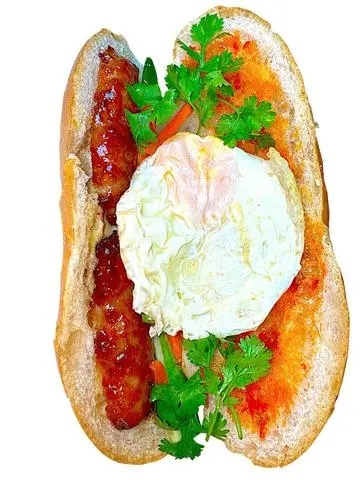 Hình ảnh Bánh Mì Nem Nướng Mật Ong+Ốp La