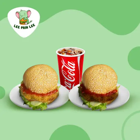 Hình ảnh Combo burger bò xay phomai - burger gà xay phomai - kèm 1 Coca