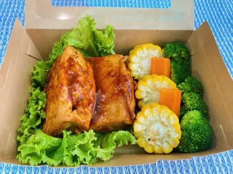 Hình ảnh đậu hũ nhồi ức gà xốt tương 