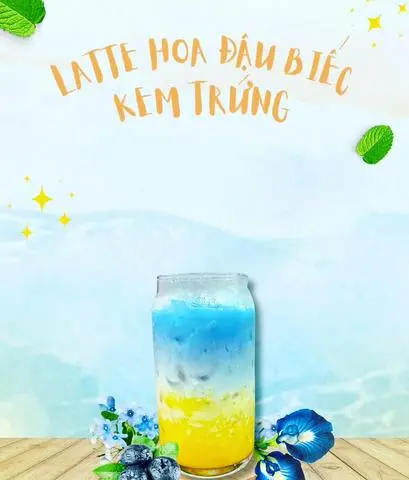 Hình ảnh Latte Hoa Đậu Biếc Kem Trứng