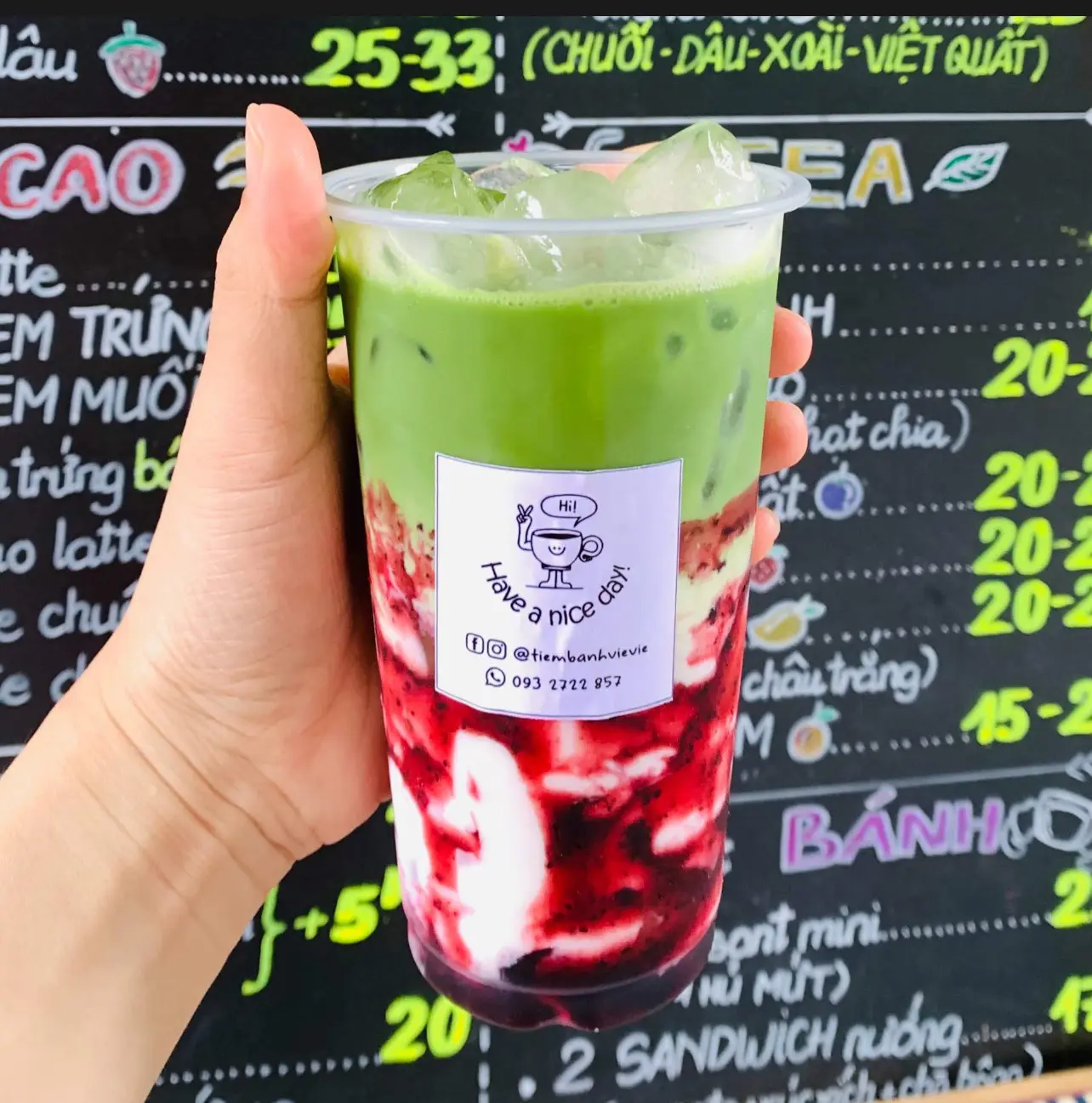 Hình ảnh Matcha sữa việt quất - M - Blueberry matcha latte