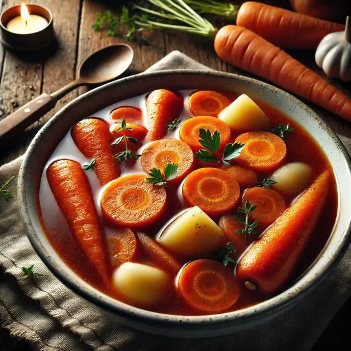Hình ảnh BÒ ĂN CHAY (Nước bò và chỉ có carot khoai tây)