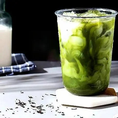 Hình ảnh Sữa tươi matcha. Trân châu đường đen 