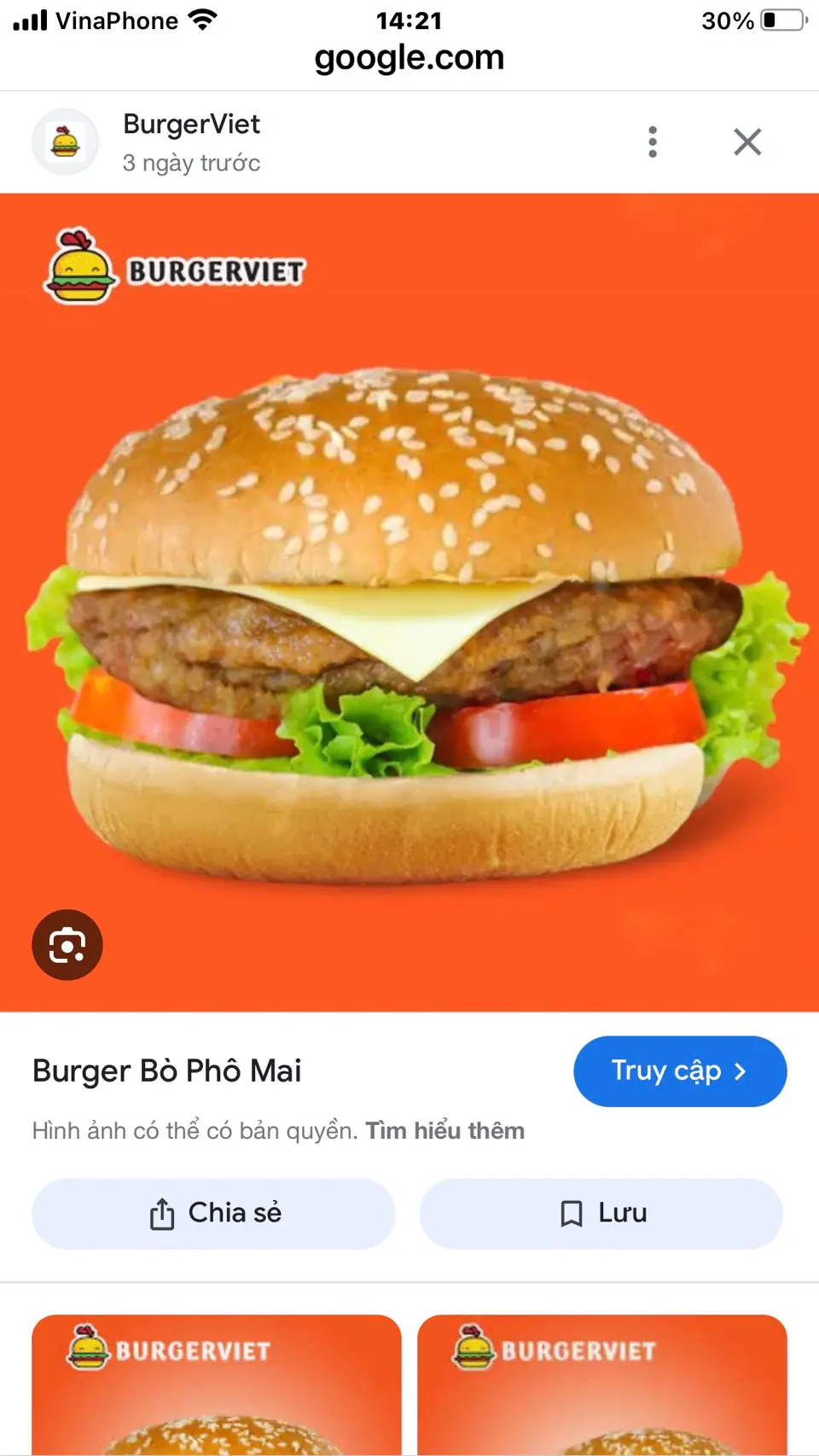 Hình ảnh Hamburger bò, phô Mai 