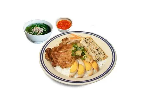 Hình ảnh Cơm Tấm Sườn + Chả + Trứng Kho