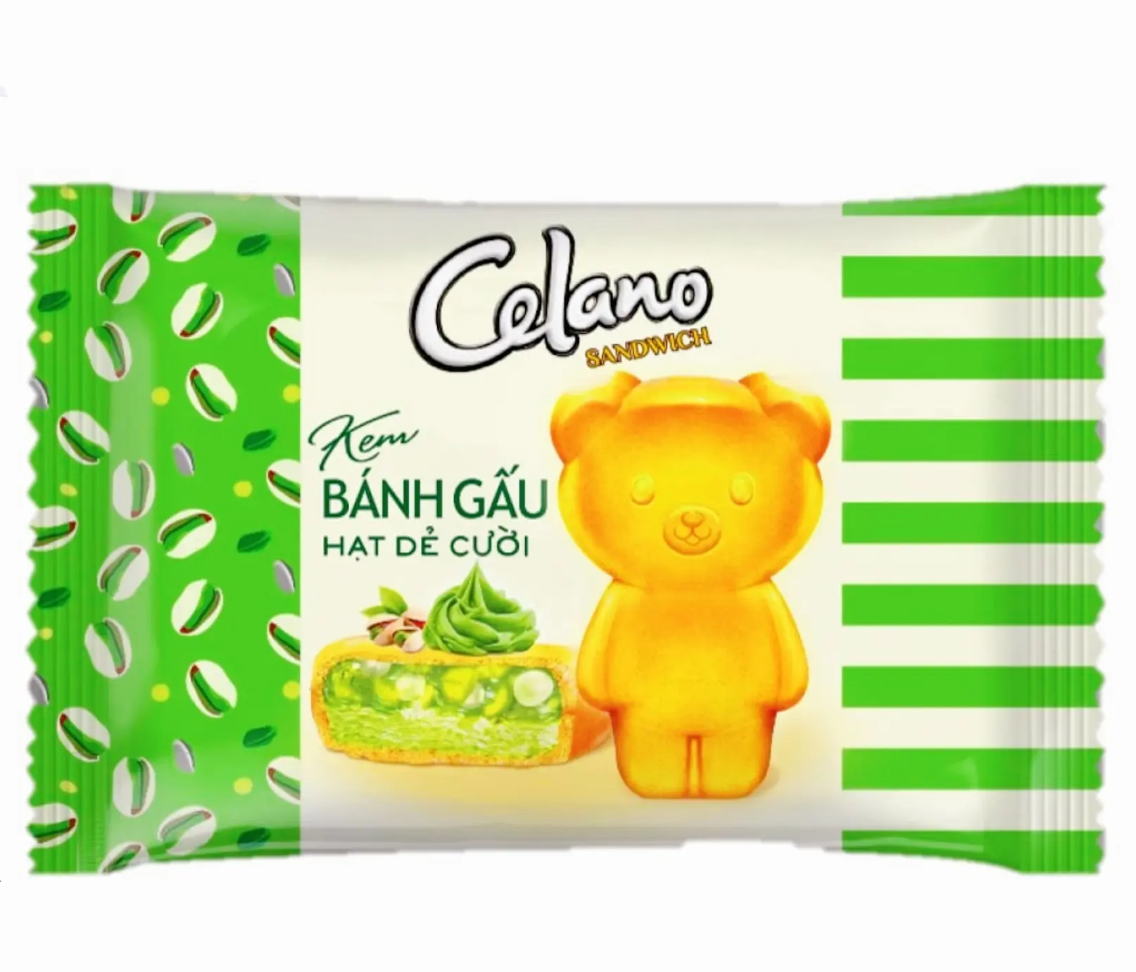 Hình ảnh Kem Bánh Gấu Hạt Dẻ Cười Có Nhân Hạt Dẻ, Trân Châu Celano Sandwich Cao Cấp Chính Hãng