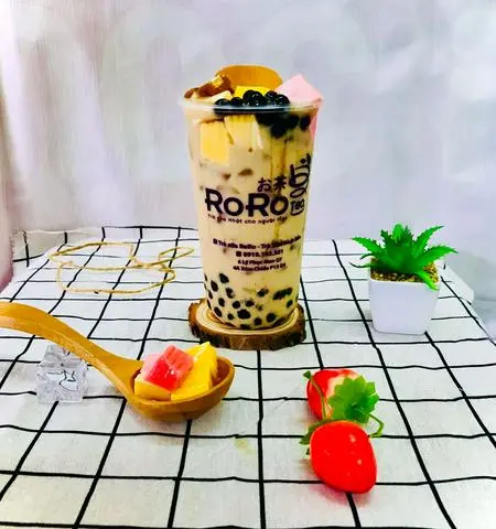 Hình ảnh Trà sữa thập cẩm bánh flan thêm hương( kèm tùy chọn hương)