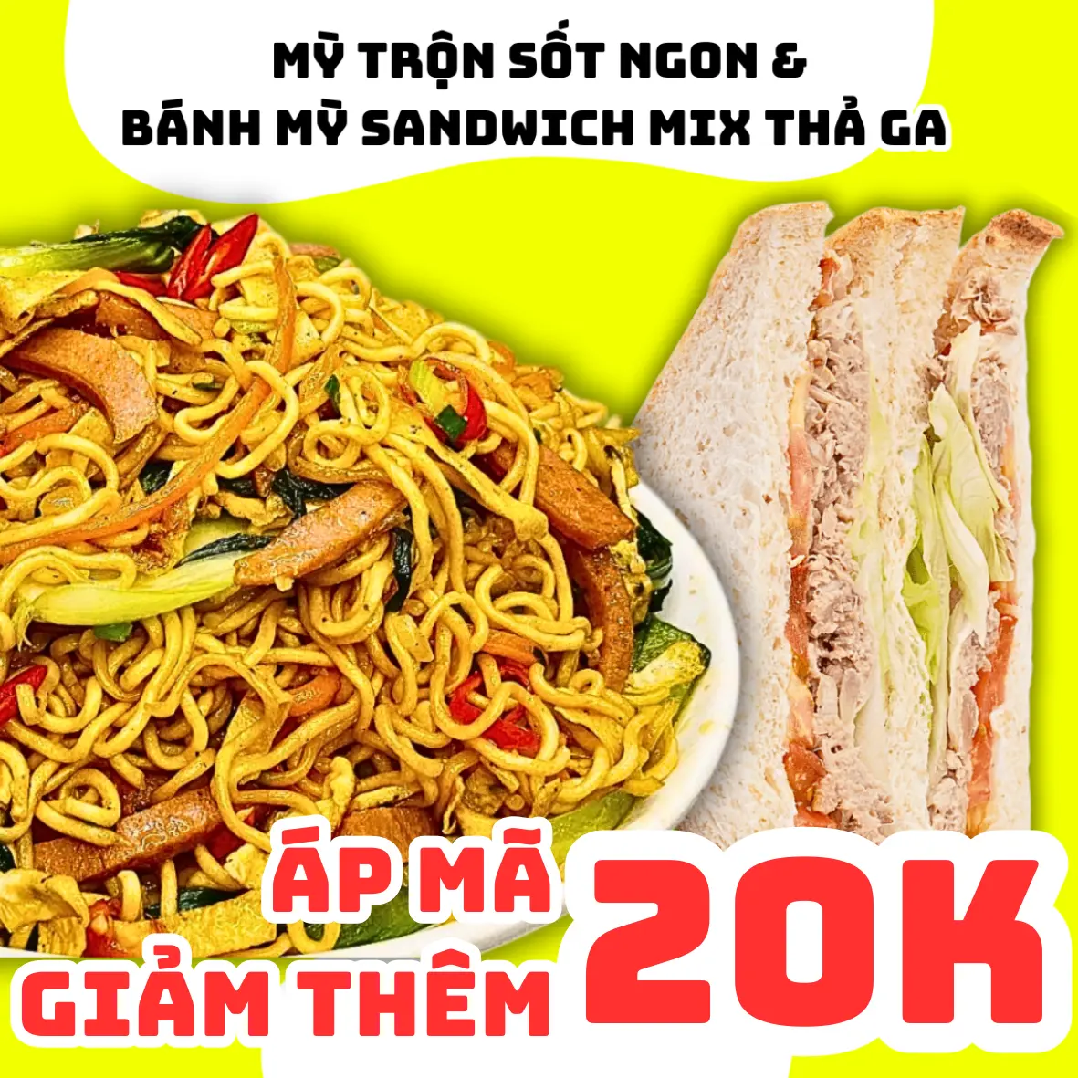 Hình ảnh Bánh Mỳ Sandwich + Mỳ Trộn Sốt Ngon Mix Thả Ga