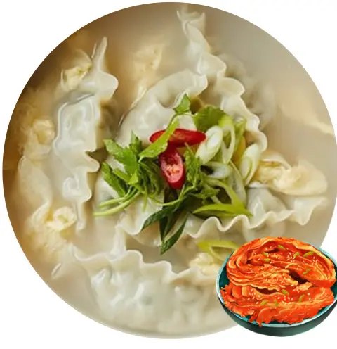 Hình ảnh Canh bánh gạo Mandu thịt & kim chi - 만두 떡국 (고기 & 김치)