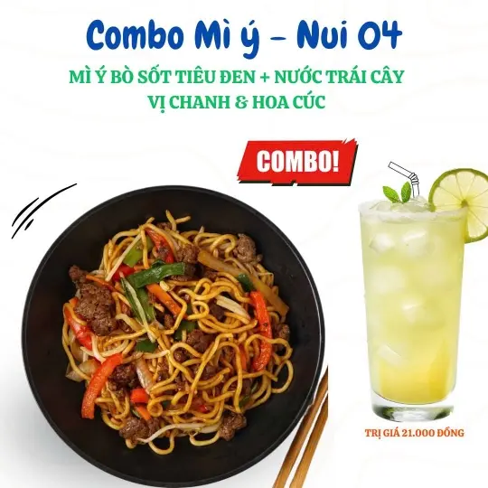 Hình ảnh Combo tặng kèm nước: Mì Ý sốt tiêu đen
