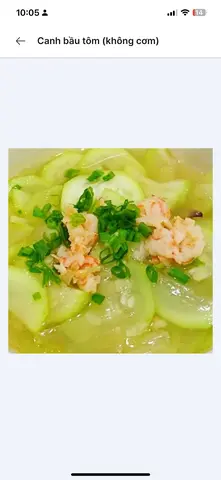 Hình ảnh Canh bầu nấu với tôm(ko cơm)