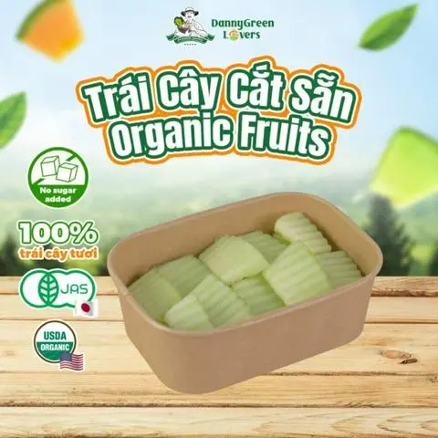 Hình ảnh Dưa Lưới Hữu Cơ Ngọc Bích Cắt Sẵn Hộp 300Gr