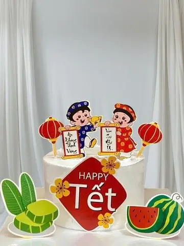 Hình ảnh bánh kem tết câu đối 