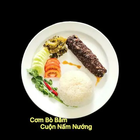 Hình ảnh Cơm Bò Bằm Cuộn Nấm Nướng 