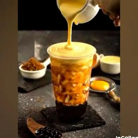 Hình ảnh Sữa tươi trân châu đường đen kem trứng