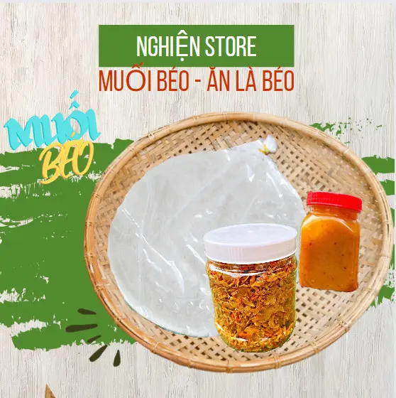 Hình ảnh Combo Bánh Tráng Phơi Sương 250Gr Kèm 120Gr Muối Tôm Hành Phi - (Tặng Muối Béo)