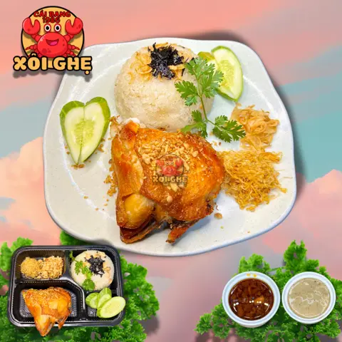Hình ảnh Xôi Má đùi Gà Sốt Mắm Tỏi