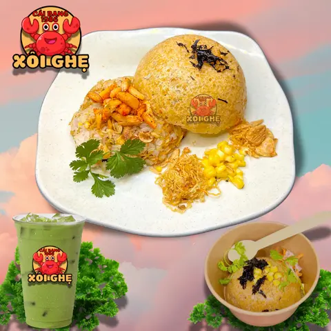 Hình ảnh Xôi ghẹ thường + trà sữa
