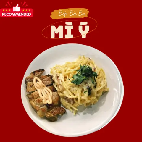 Hình ảnh Mì Ý gà áp chảo sốt kem