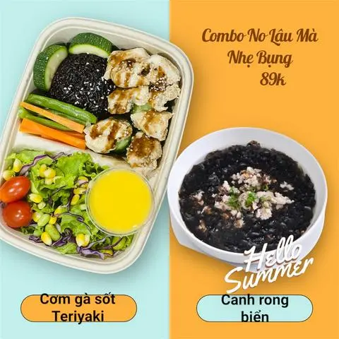 Hình ảnh cơm gà sốt Teriyaki + canh rong biển thịt bằm 