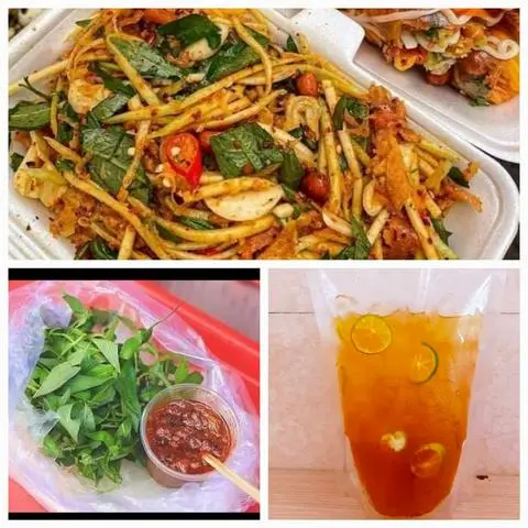 Hình ảnh Combo 3: 1 Tré trộn vừa + 1 bánh tráng chấm + 1 trứng gà, 4 trứng cút + 2 Trà Tắc