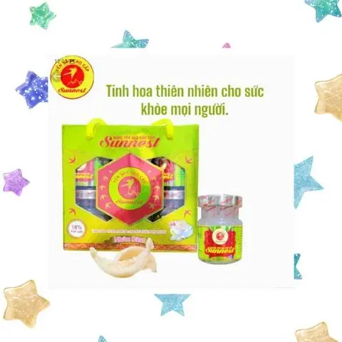 Hình ảnh Hộp 6 Hũ Yến Sào SUNNEST Nhân Sâm 20% (Có Lát Nhân Sâm) Lọ Thủy Tinh ( 70ml x 6 Hũ) Cao Cấp Chính