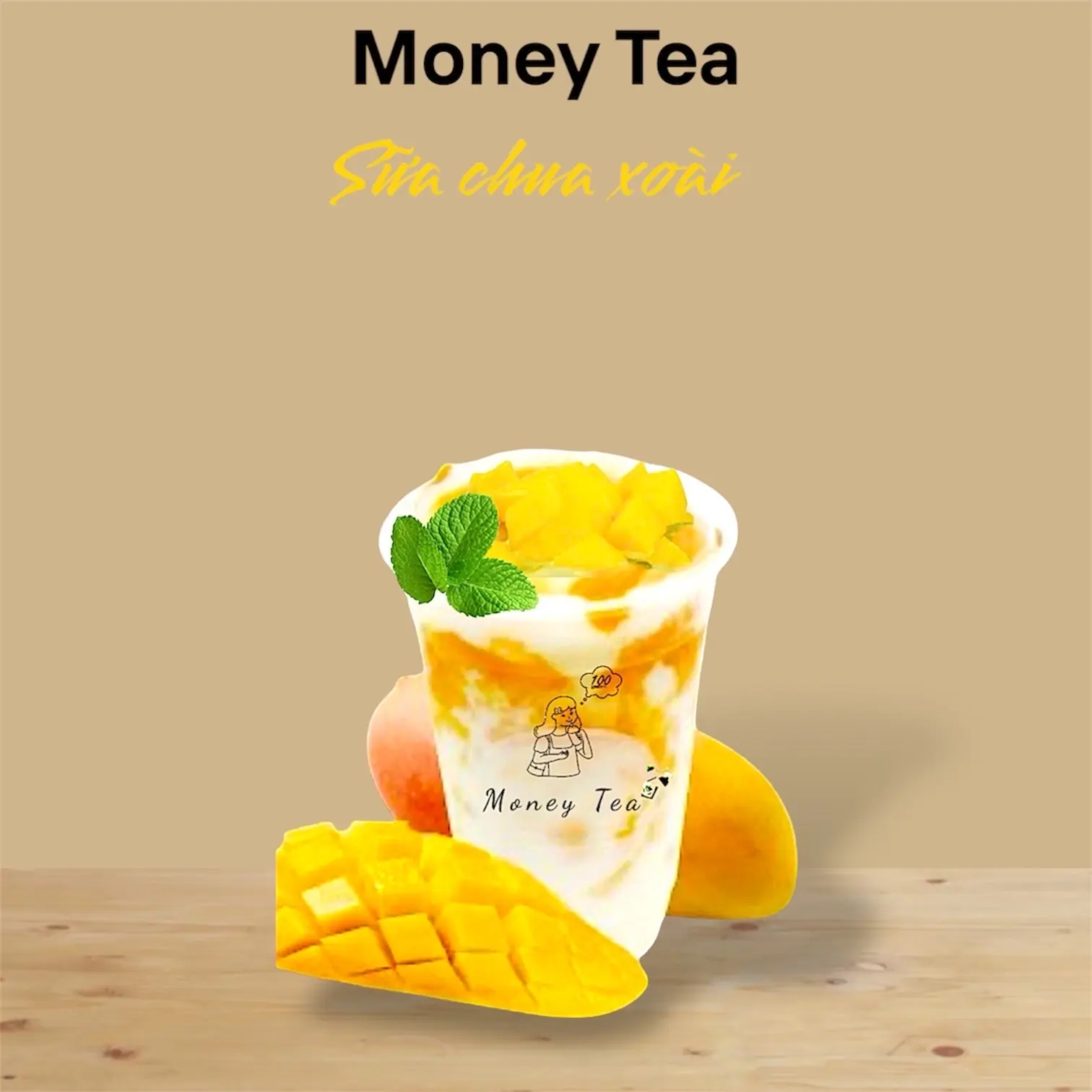 Hình ảnh Sữa chua xoài - xoài tươi - Ly 700ml