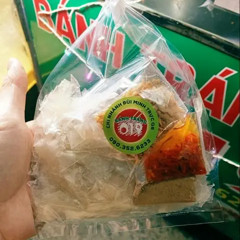 Hình ảnh bánh tráng dẻo sợi hành phi muối tôm Satế 