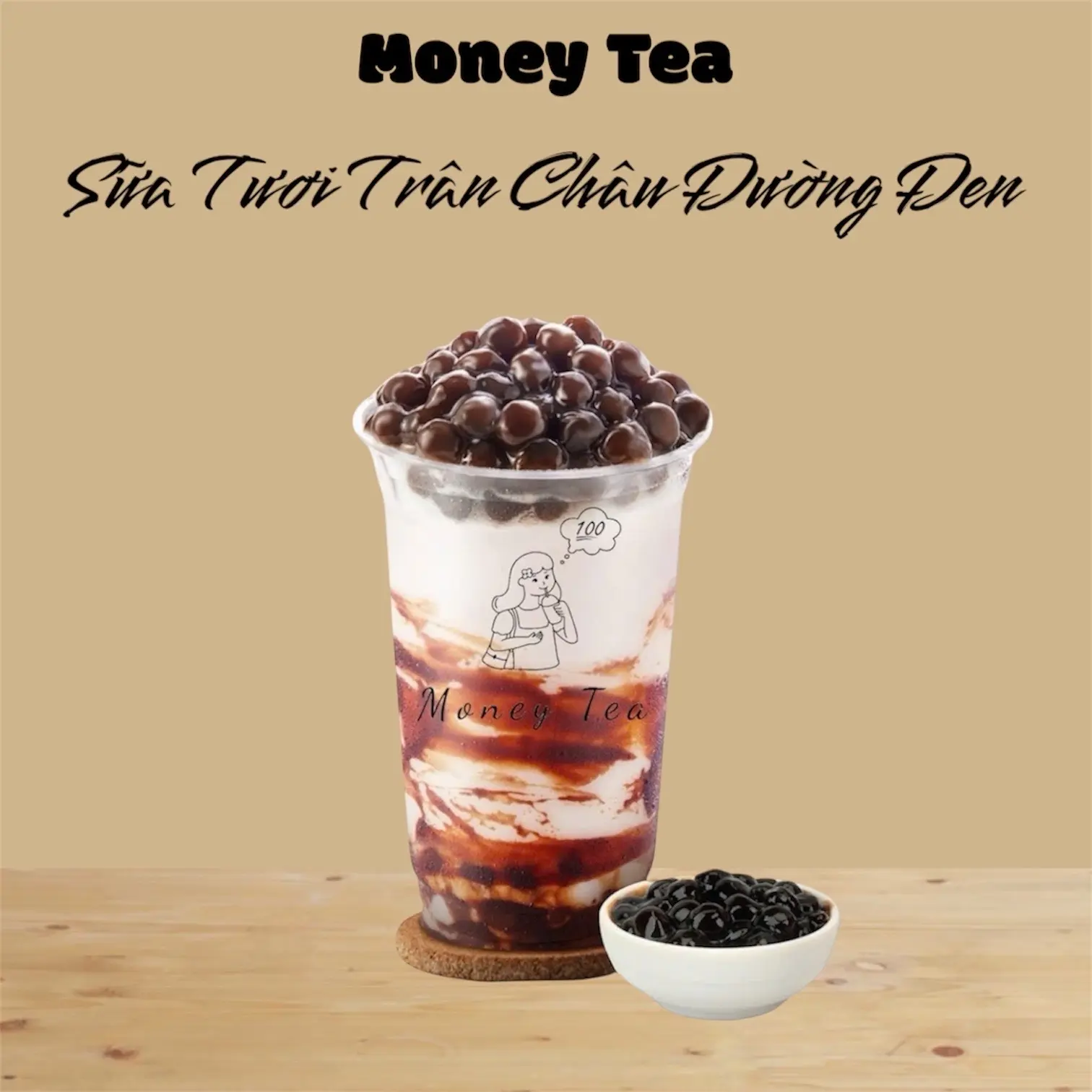 Hình ảnh Sữa tươi trân châu đường đen - Ly 700ml