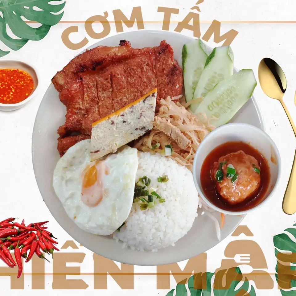 Hình ảnh Cơm sườn bì chả trứng xíu mại