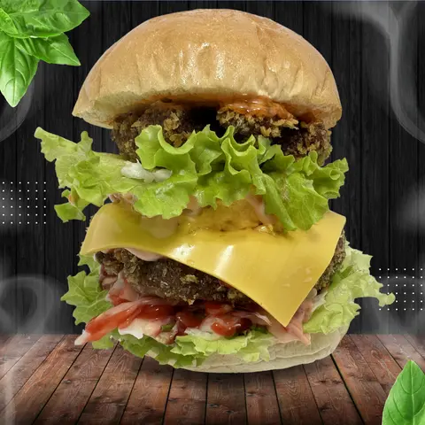 Hình ảnh Hamburger "trâu khổng lồ" bò