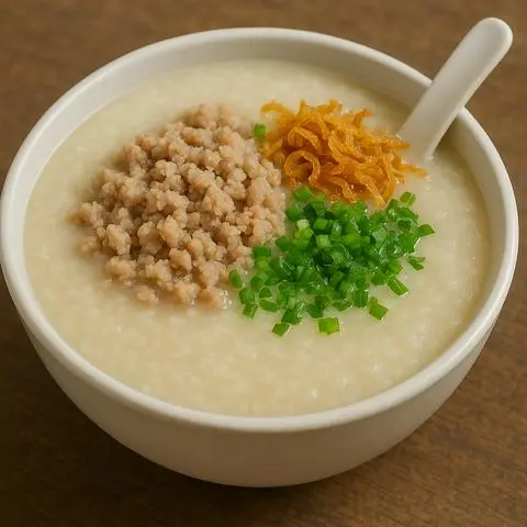 Hình ảnh Cháo Thịt + Trà Đào