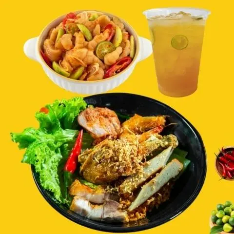 Hình ảnh ComBo : Mì Trộn Đặc Biệt + Chân Gà Sốt Thái + Trà Tắc
